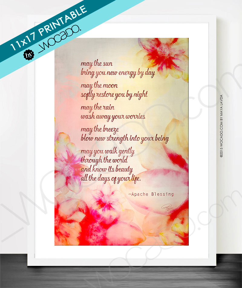 May the Sun Apache Blessing Printable Poster by WOCADO